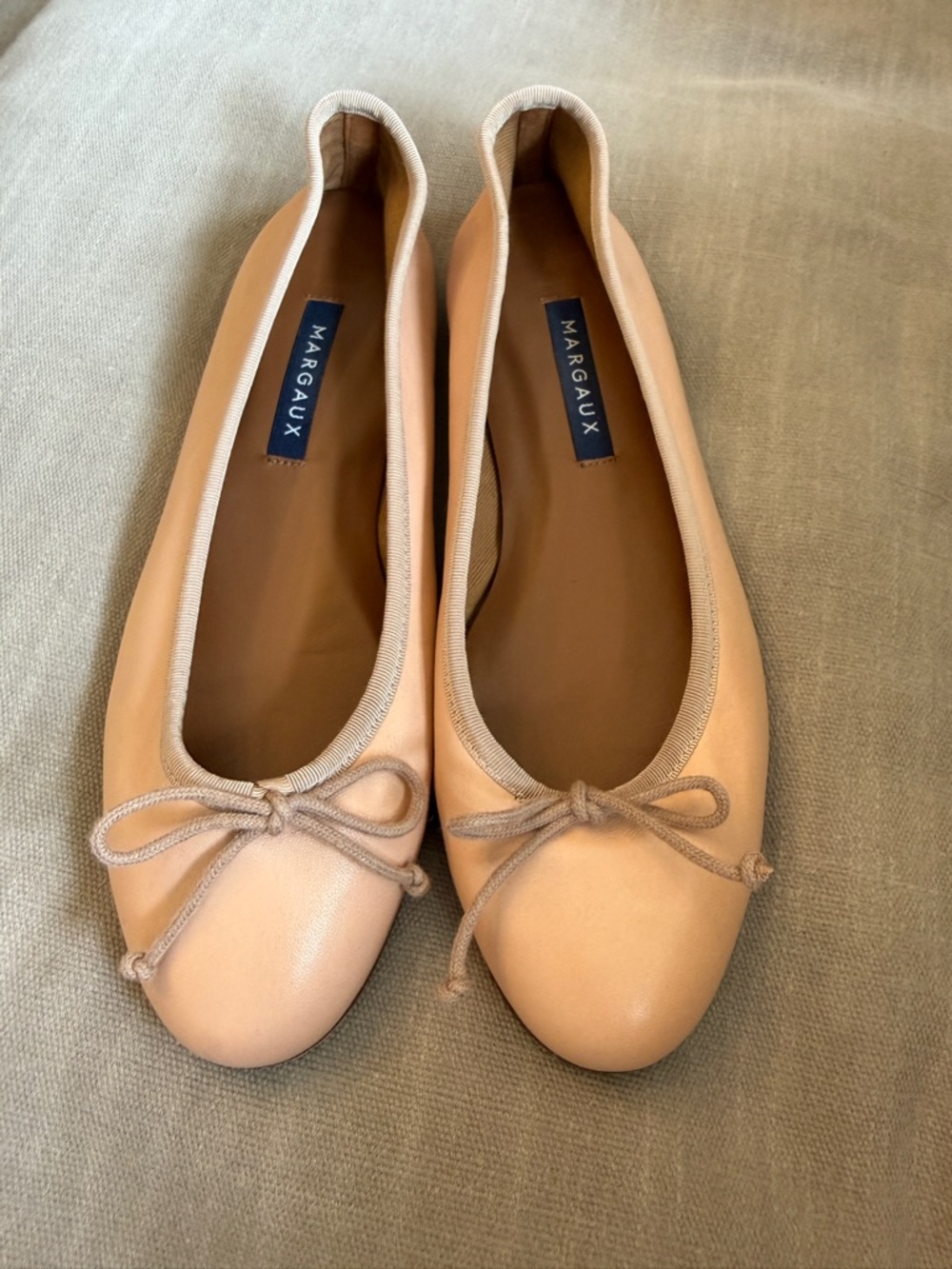 Margaux Ballet Flats in Nude Peach Leather